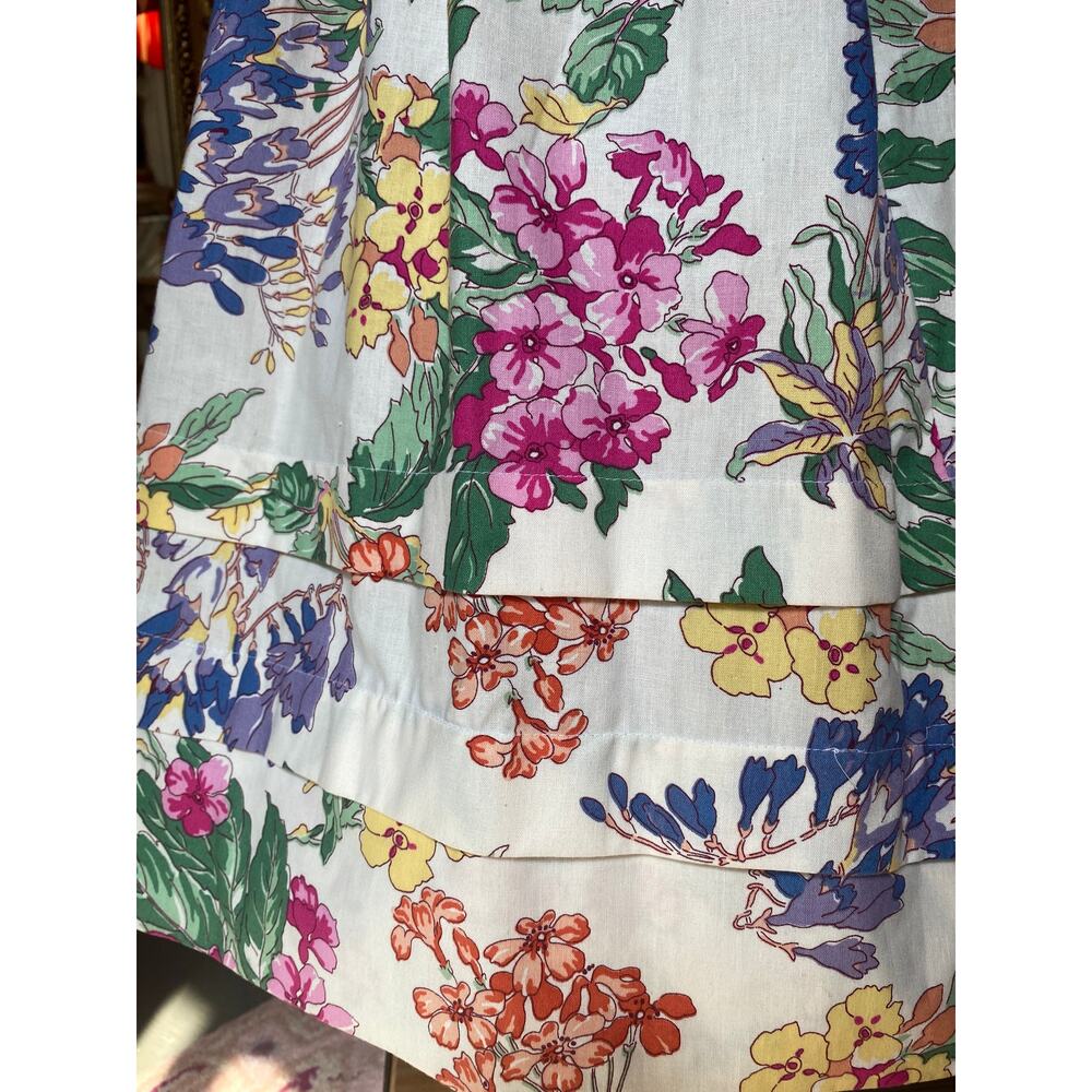 vintage 1980s laura ashley floral cotton dress fit and flare puff sleeves 50s xs - Picture 11 of 11